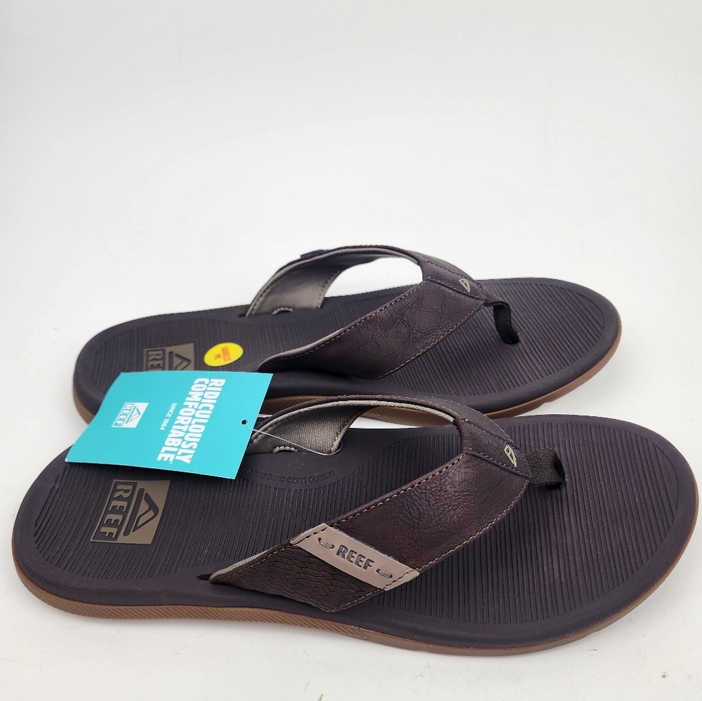 Reef Santa Ana Men's Brown Cushioned Flip Flop Beach Sandals Shoes Size 12 NWT